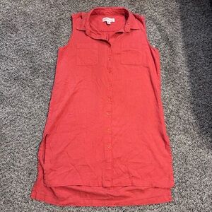 Philosophy Republic Clothing Coral Sleeveless‎ Collared Button Front Tunic S P